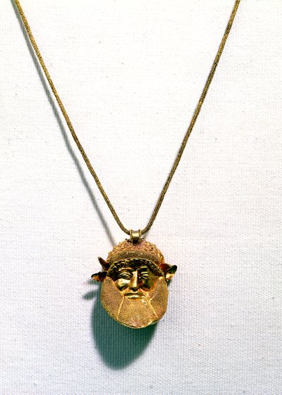Pendant with the Head of the River God Achelous by Etruscan